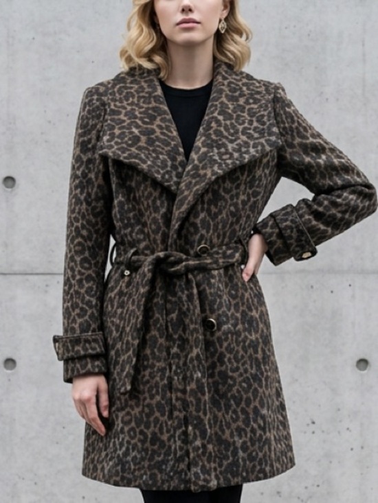 INC International Concepts Jackets & Blazers - INC International Concepts Leopard-Print Trench Coat - Brown, black and grey